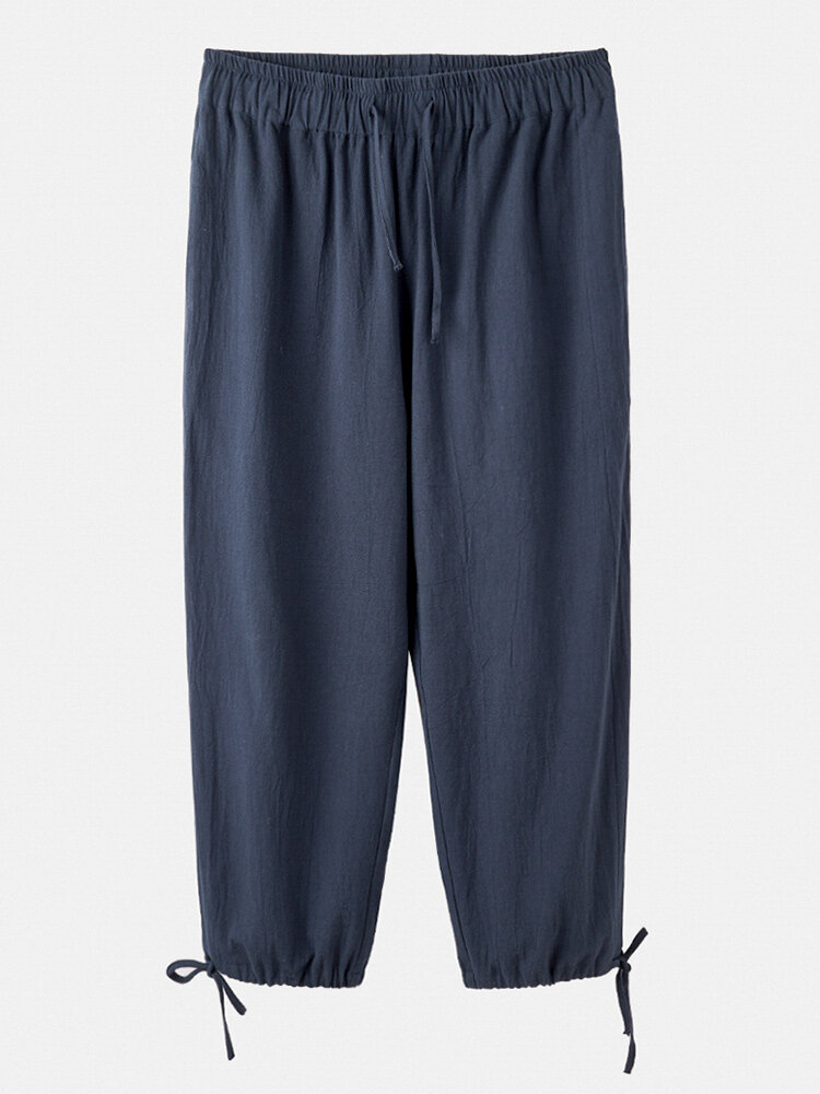 
	Mens Solid Color Loose Breathable Drawstring Waist Ankle Jogger Pants