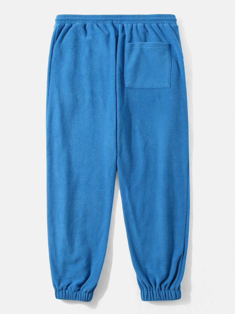 
	Mens Fleece Solid Color Drawstring Thick Plush Jogger Pants