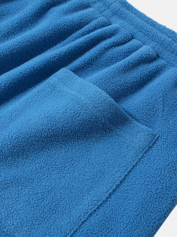 
	Mens Fleece Solid Color Drawstring Thick Plush Jogger Pants