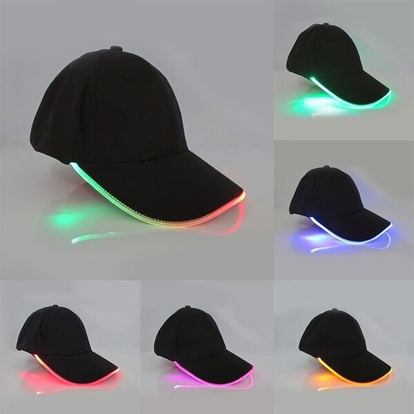 
	Unisex New Punk Style LED Light Baseball Hat Luminous Cap Fashion Snapback Hat Fiber Optic Hat