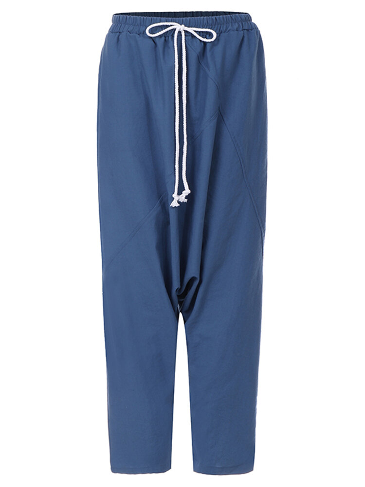 
	Casual Solid Color Drop Crotch Plus Size Harem Pants