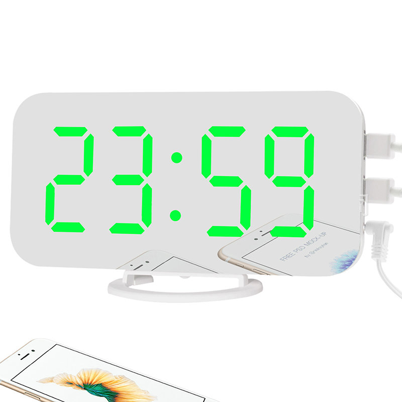
	Creative Alarm Clock LED Display Electronic Snooze Digital Backlight Mute Mirror