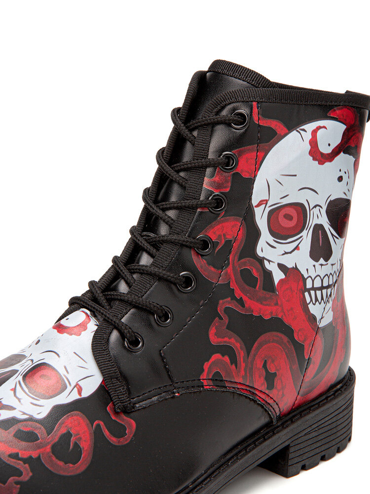 
	Men Halloween Skull Printing Funny Stylish Short-calf Boots