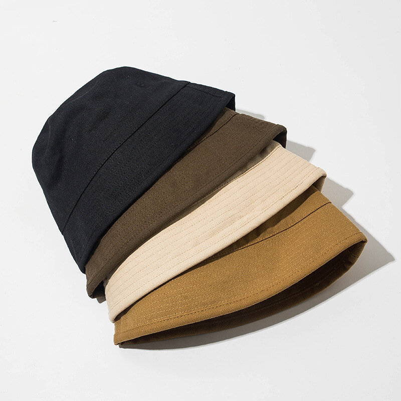 
	Unisex Solid Color Cotton Hat Bucket Hats