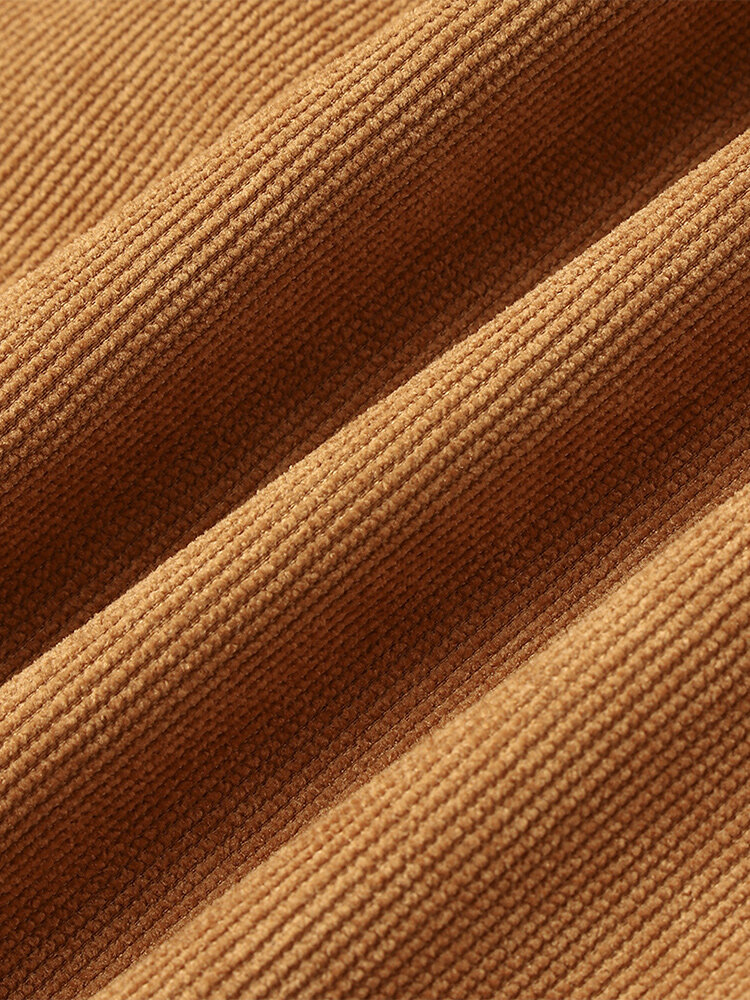 
	Mens Corduroy Solid Color Loose Fit Simple Elastic Cuff Drawstring Jogger Pants