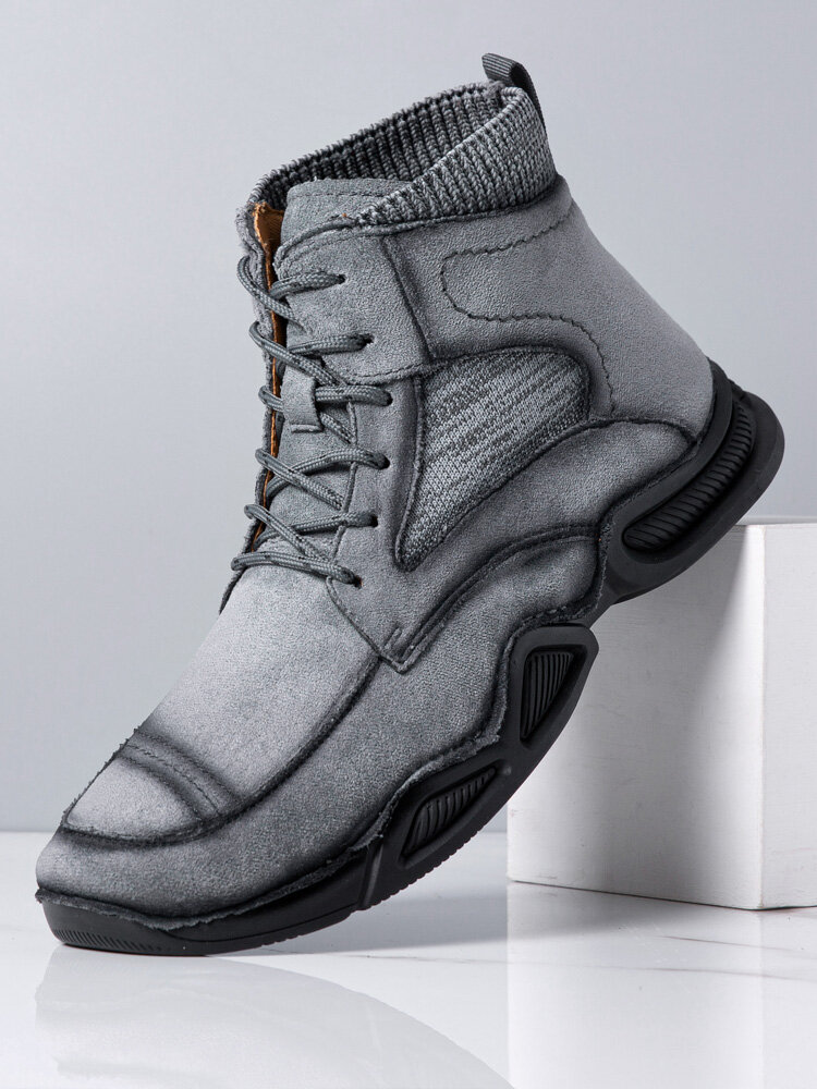 
	Menico Men Lace-up Soft Sole Non Slip Casual Ankle Sock Boots