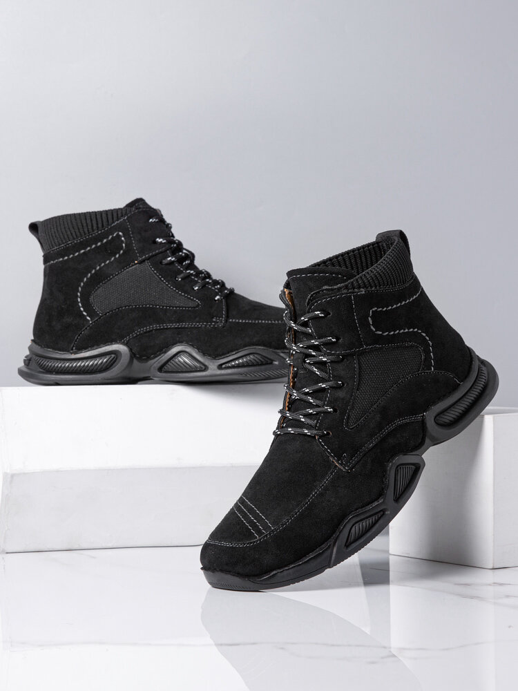 
	Menico Men Lace-up Soft Sole Non Slip Casual Ankle Sock Boots