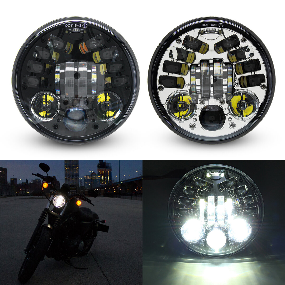 
	5.75” 70w Led Headlight Projector For Harley Davidson Dyna Breakout Fatboy