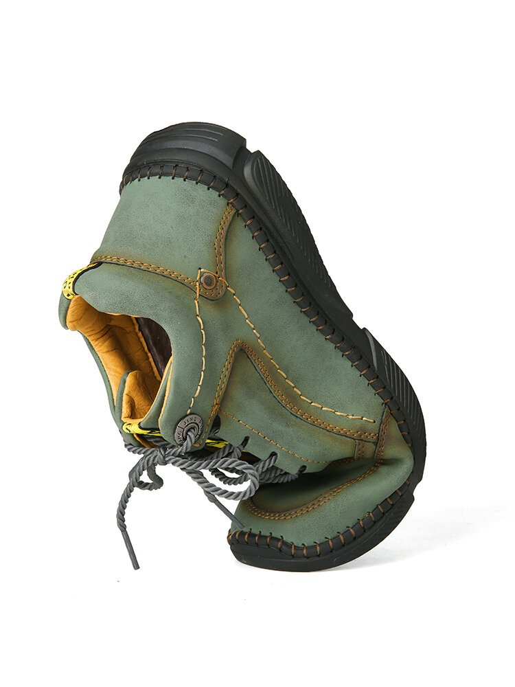 
	Men Hand Stitching Microfiber Leather Non Slip Warm Ankle Boots