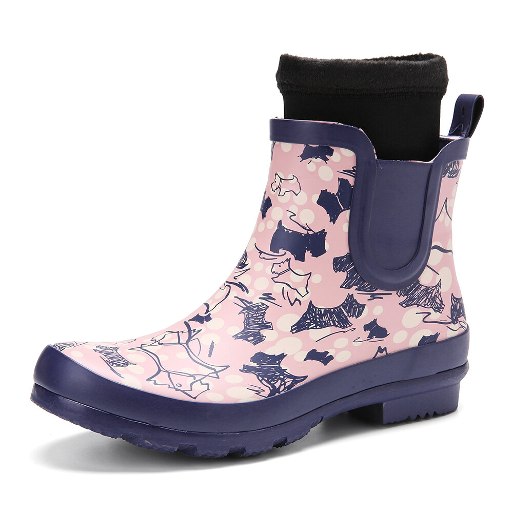 
	SOCOFY Natural Rubber Anti-slip Waterproof Chelsea Ankle Booties Rain Boots