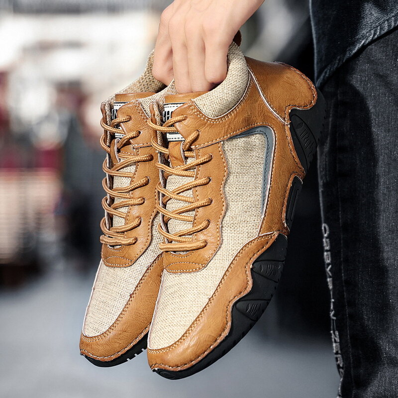 
	Men Microfiber Leather Splicing Non Slip Casual Ankle Boots