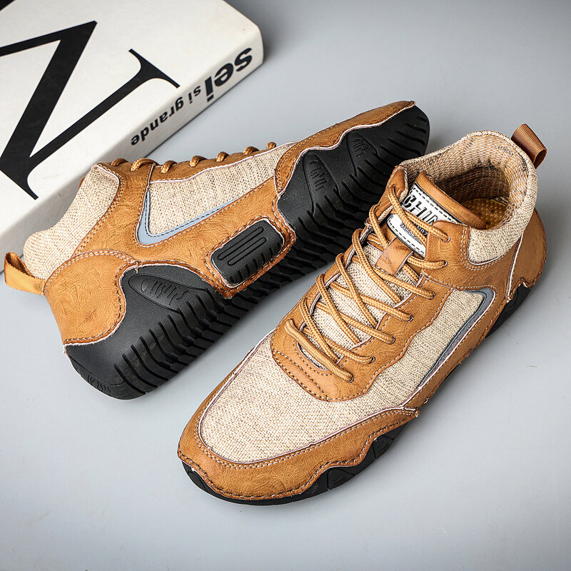 
	Men Microfiber Leather Splicing Non Slip Casual Ankle Boots