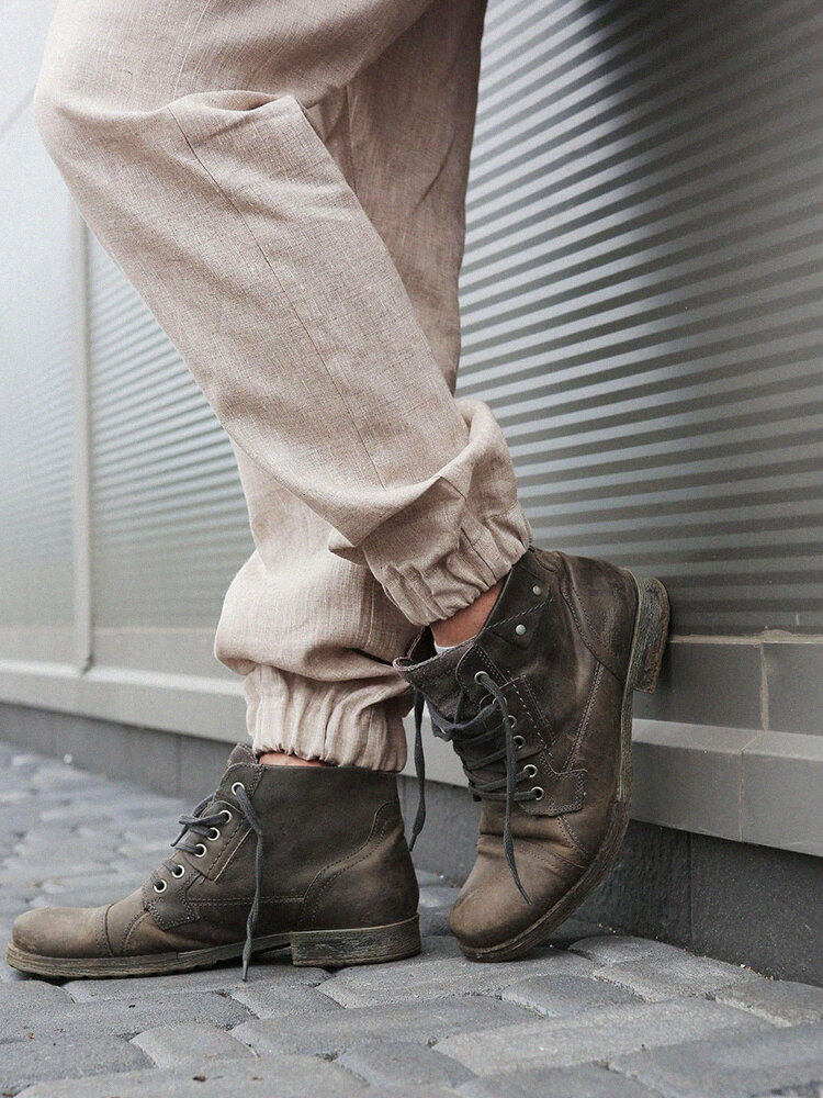 
	Mens 100% Cotton Solid Casual Drawstring Elastic Ankle Pants