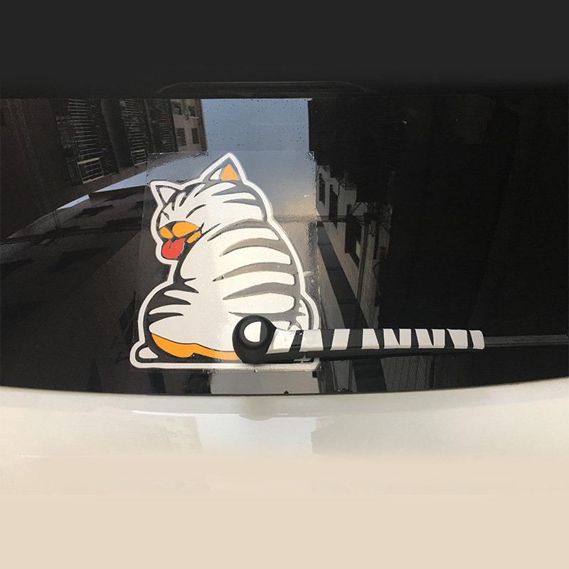 
	Cute Cat Tail-moving Car Window Stickers Wiper Stickers Rear Windshield Sticker