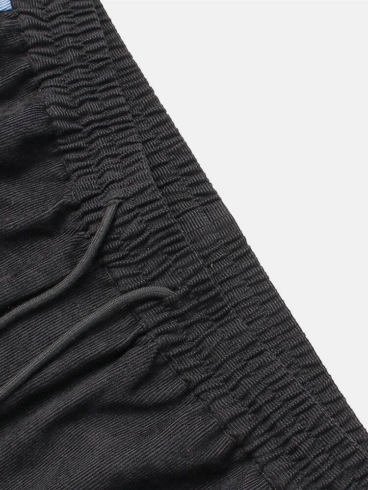 
	Mens Corduroy Contrast Side Stripe Casual Drawstring Elastic Ankle Pants