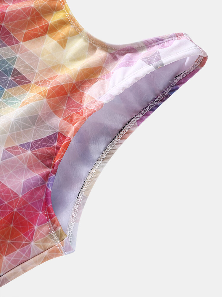 
	Plus Size Colorful Geometric Patterns Sleeveless One Piece Swimsuits