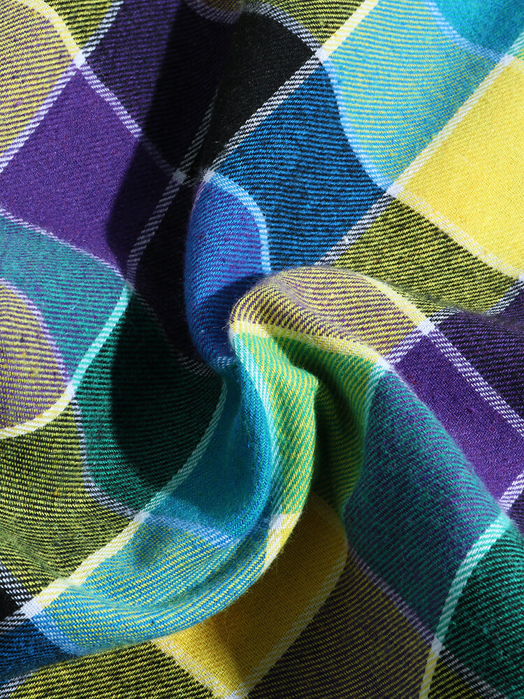 
	Mens 100% Cotton Colorful Check Casual Drawstring Jogger Pants With Pocket