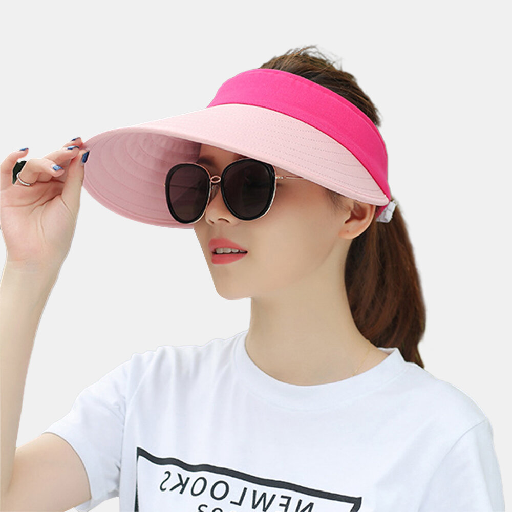 
	Women Big Brim Empty Top Sun Hat Sunscreen Hat Covering Face