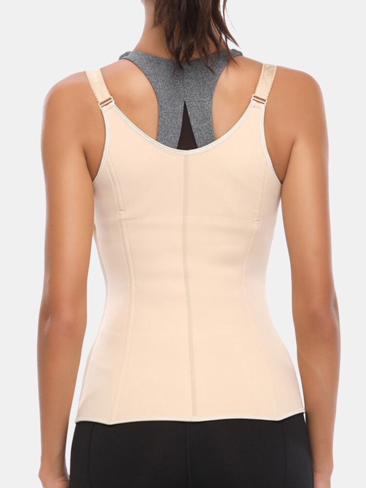 
	Plus Size Women Breathable Sports Fitness Body Shaper Vest Zip Front Shapewear