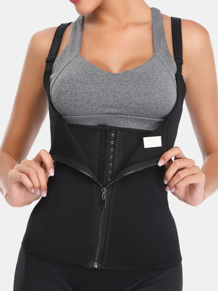 
	Plus Size Women Breathable Sports Fitness Body Shaper Vest Zip Front Shapewear