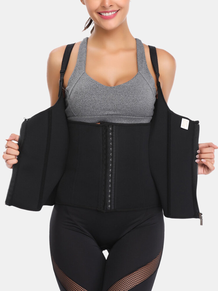 
	Plus Size Women Breathable Sports Fitness Body Shaper Vest Zip Front Shapewear