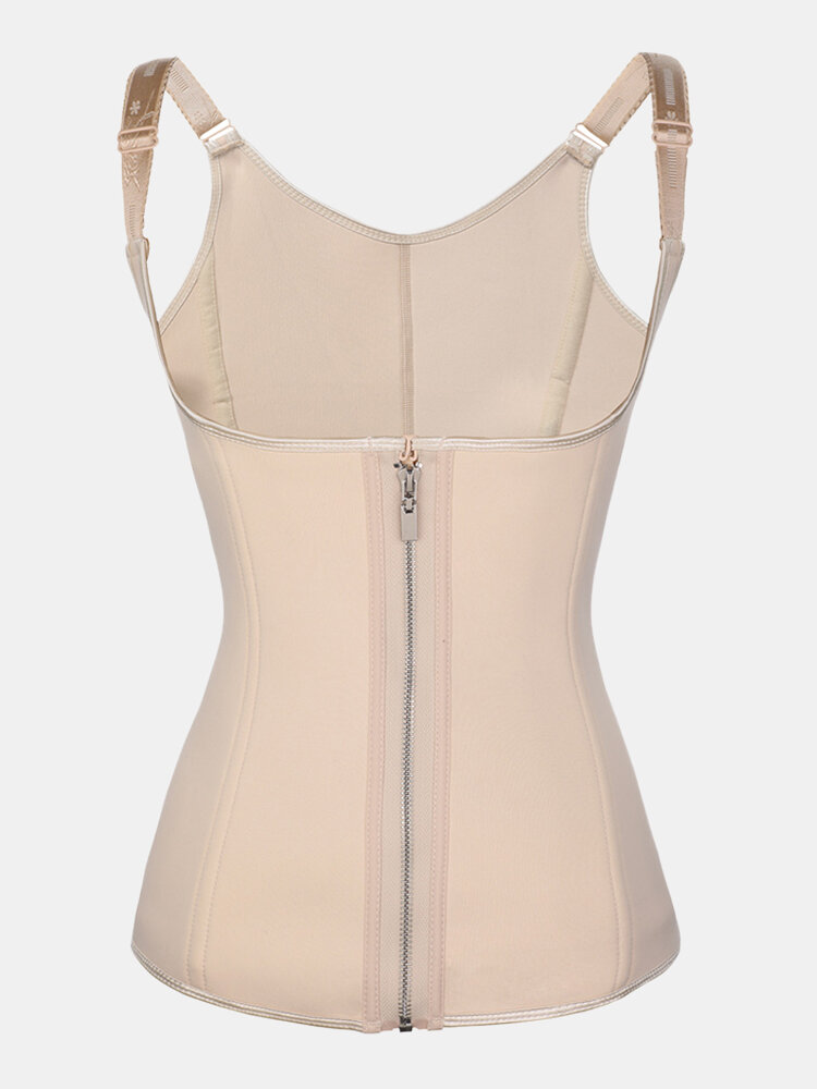 
	Plus Size Women Breathable Sports Fitness Body Shaper Vest Zip Front Shapewear