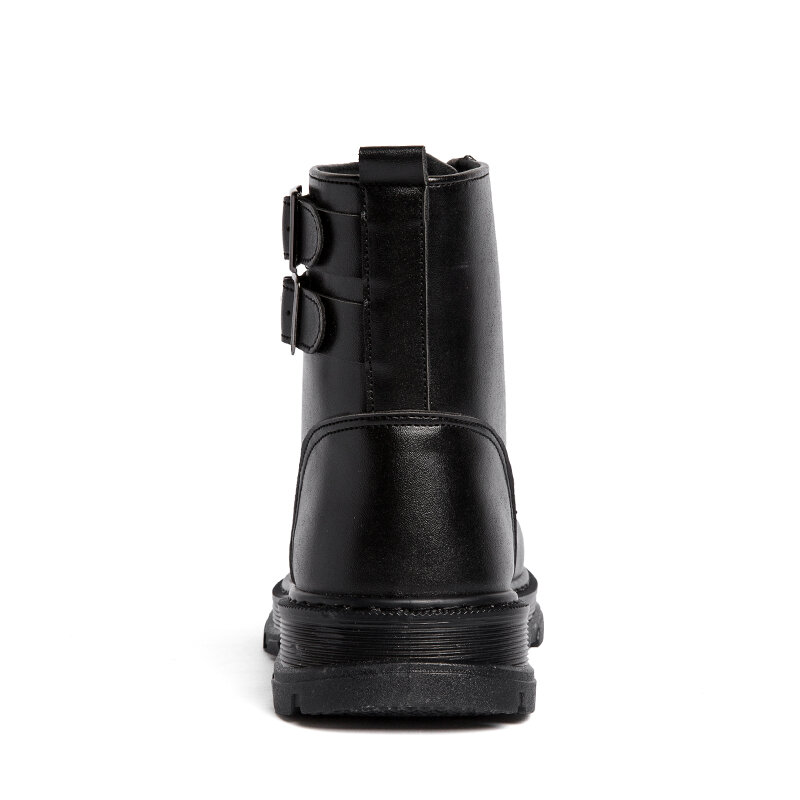 
	Men Non-Slip Pure Color Buckle PU Lace Up Casual Short Calf Boots