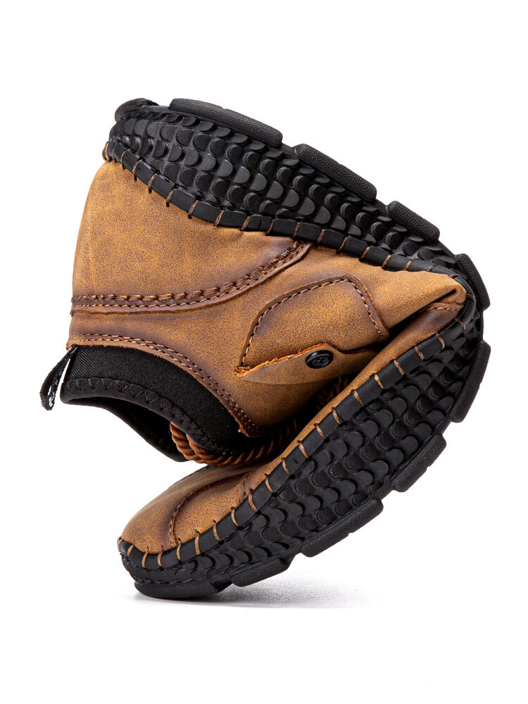 
	Men Hand Stitching Cow Leather Non Slip Casual Ankle Boots