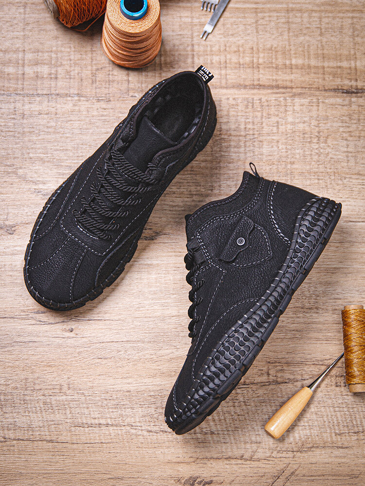 
	Men Hand Stitching Cow Leather Non Slip Casual Ankle Boots