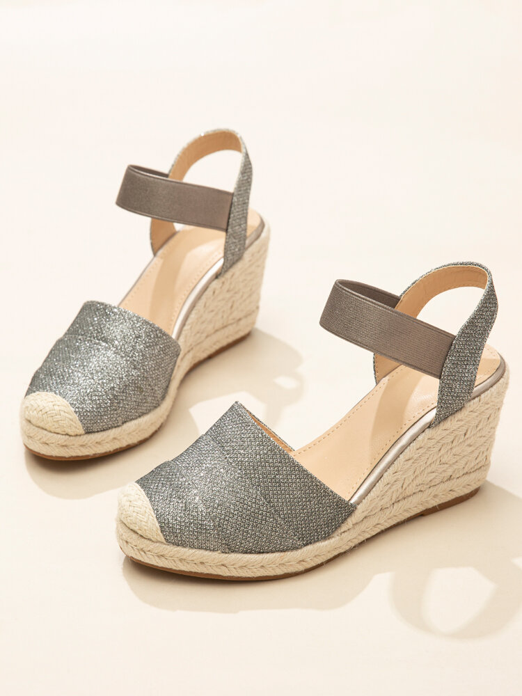 
	Women’s Closed Toes Sandals Casual Metallic Espadrille Wedges