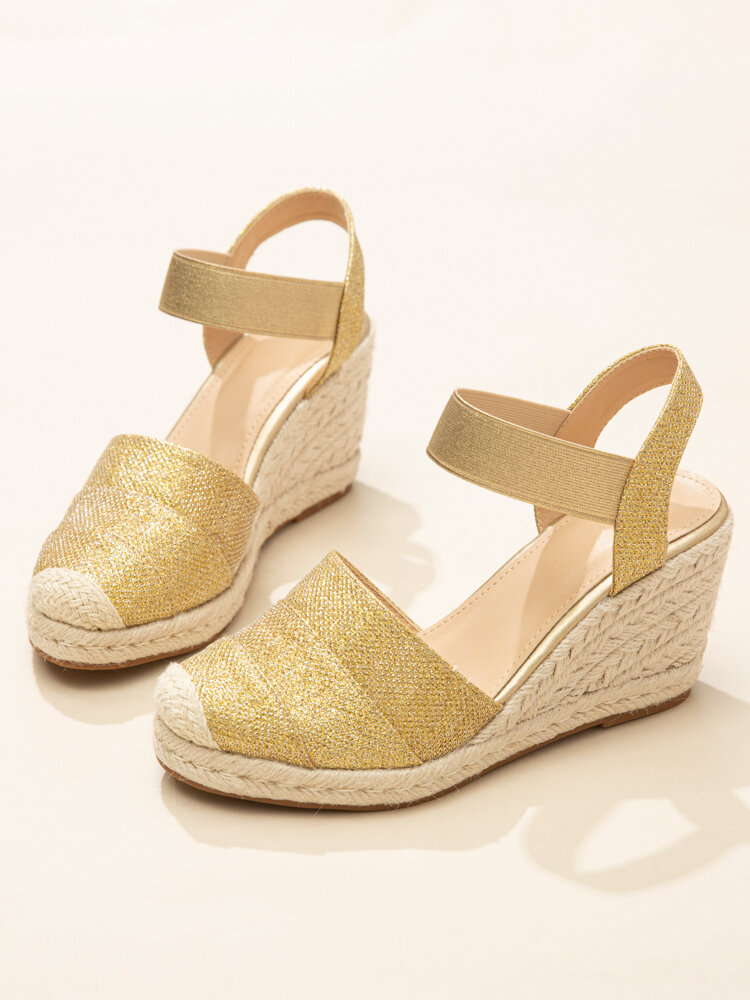 
	Women’s Closed Toes Sandals Casual Metallic Espadrille Wedges