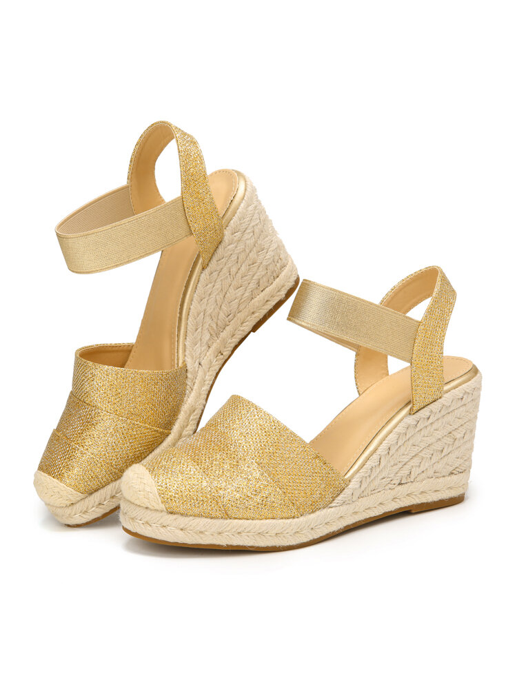 
	Women’s Closed Toes Sandals Casual Metallic Espadrille Wedges