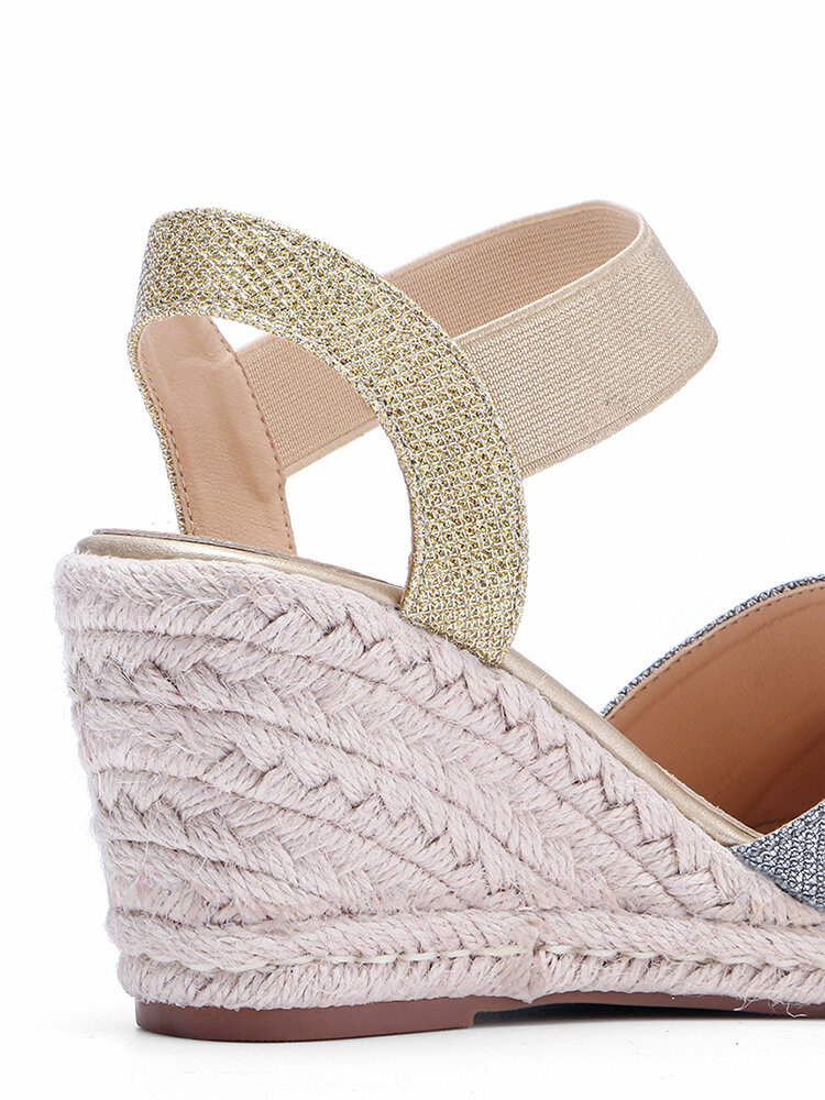 
	Women’s Closed Toes Sandals Casual Metallic Espadrille Wedges