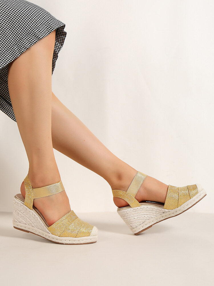 
	Women’s Closed Toes Sandals Casual Metallic Espadrille Wedges