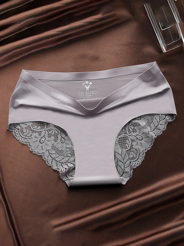 
	Lace Seamless Cotton Crotch Soft Mid Rise Panties