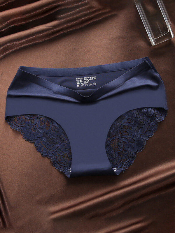 
	Lace Seamless Cotton Crotch Soft Mid Rise Panties