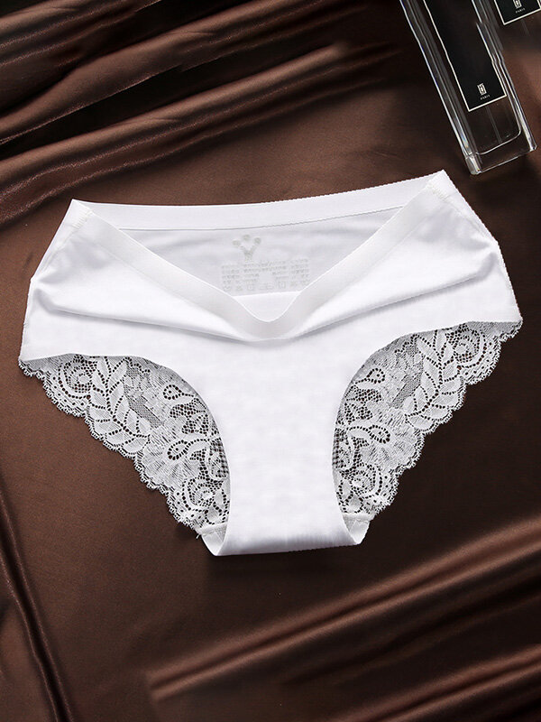 
	Lace Seamless Cotton Crotch Soft Mid Rise Panties