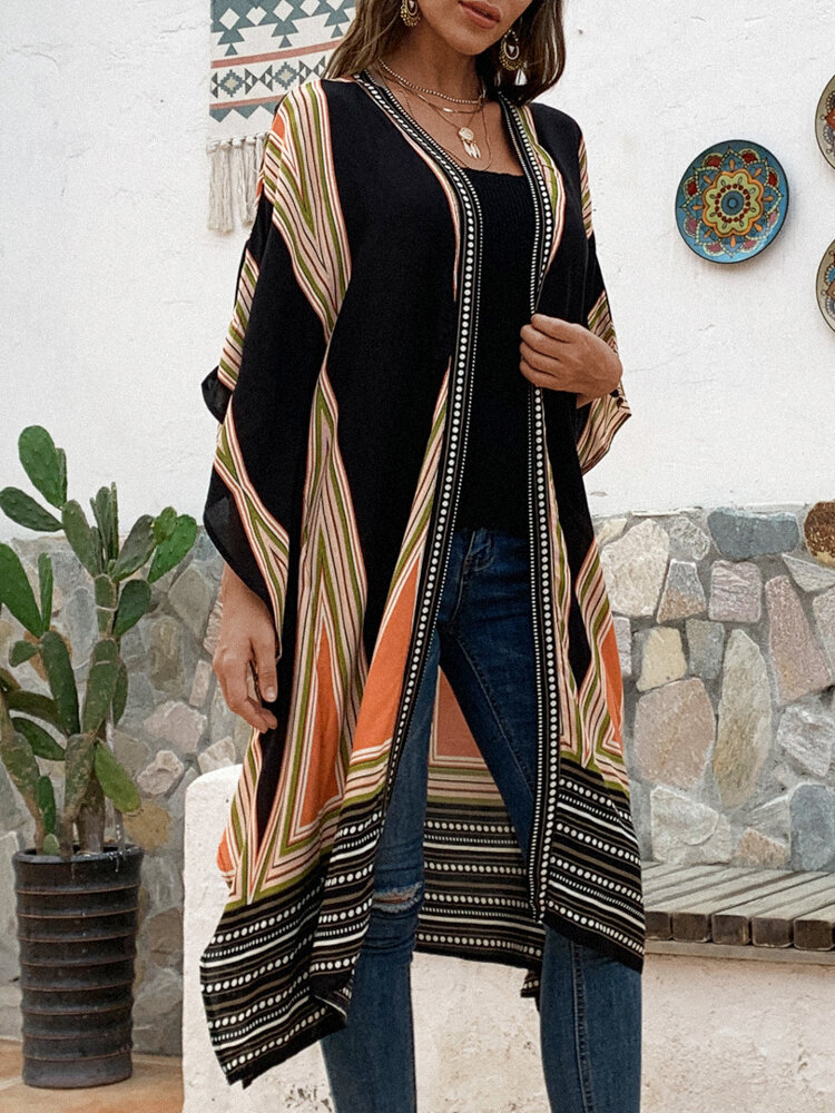 
	Bohemian Print Summer Beach Plus Size Kimono