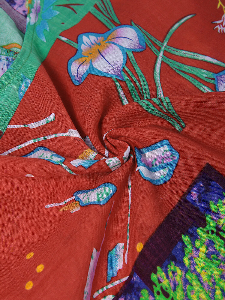 
	Bohemian Print Short Sleeve Summer Plus Size Dress