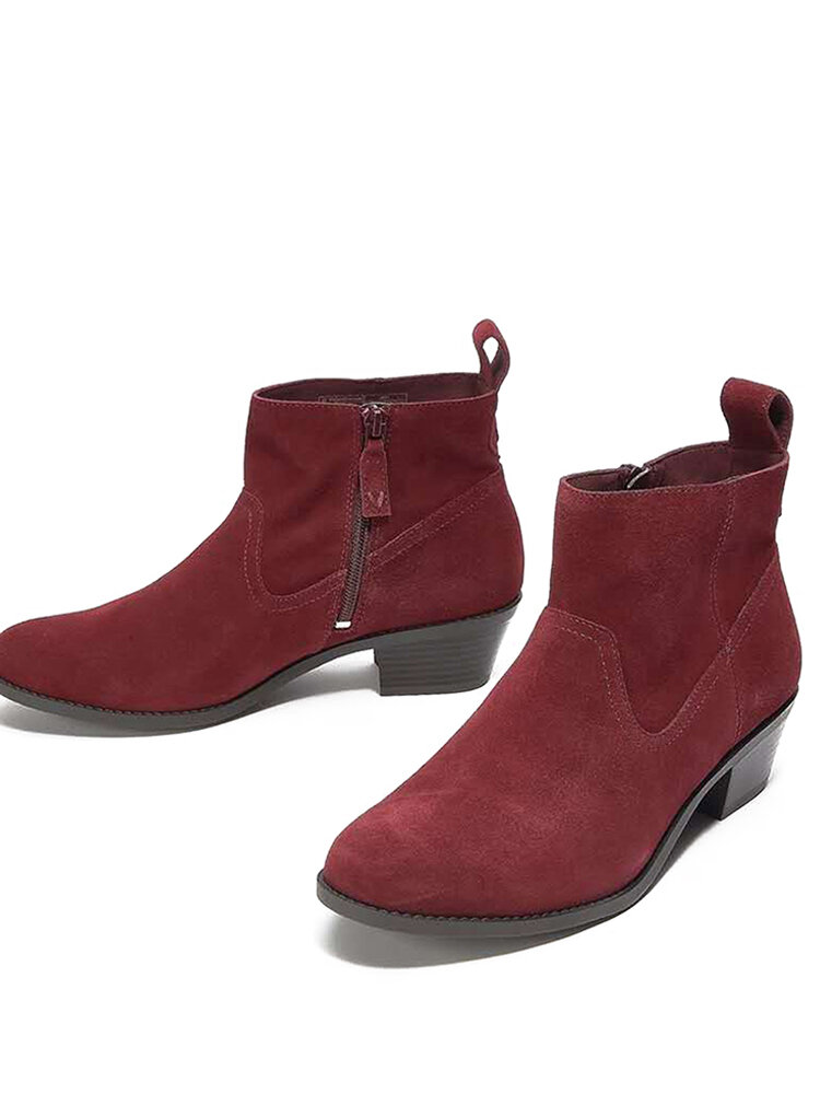 
	Plus Size Side Zipper Chunky Heel Womens Ankle Boots