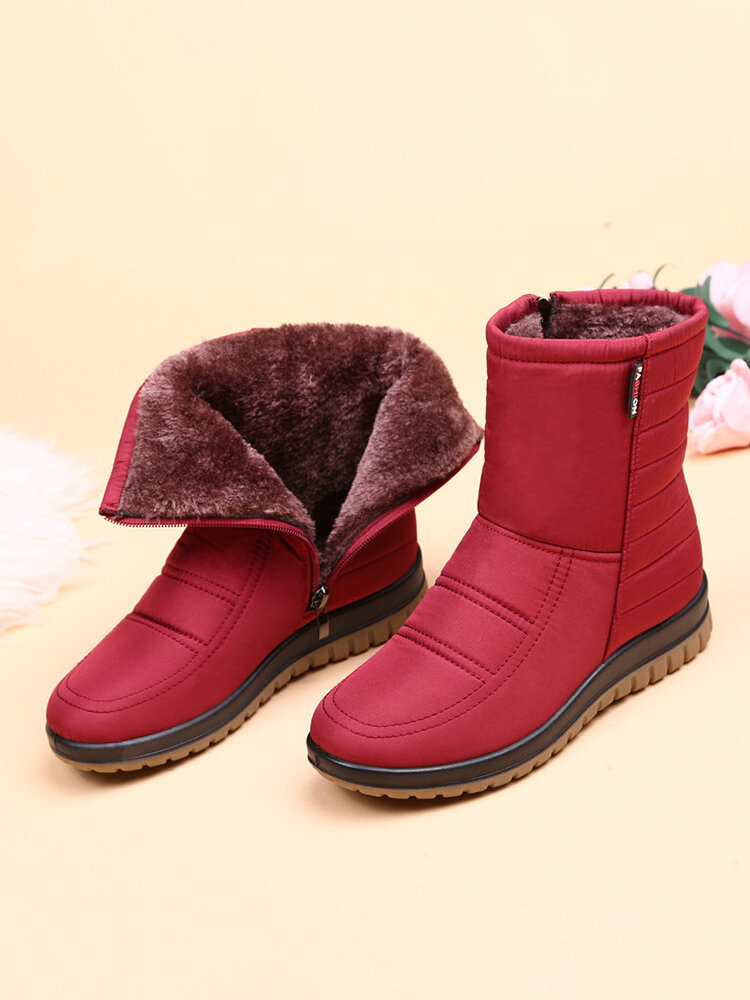 
	Plus Size Women’s Comfy Waterproof Warm Cotton Side Zipper Snow Boots