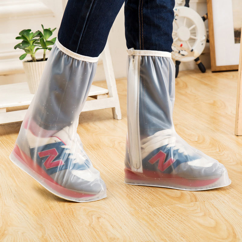 
	PVC Women Man Rain Shoes Cover Zipper Waterproof Rain Reusable Shoes Covers Slip-resistant Rain Boot