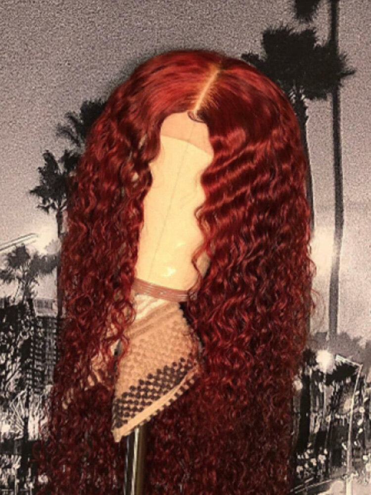 
	Black Long Curly Hair Long Bangs High Temperature Resistant Middle Part Fiber Wigs