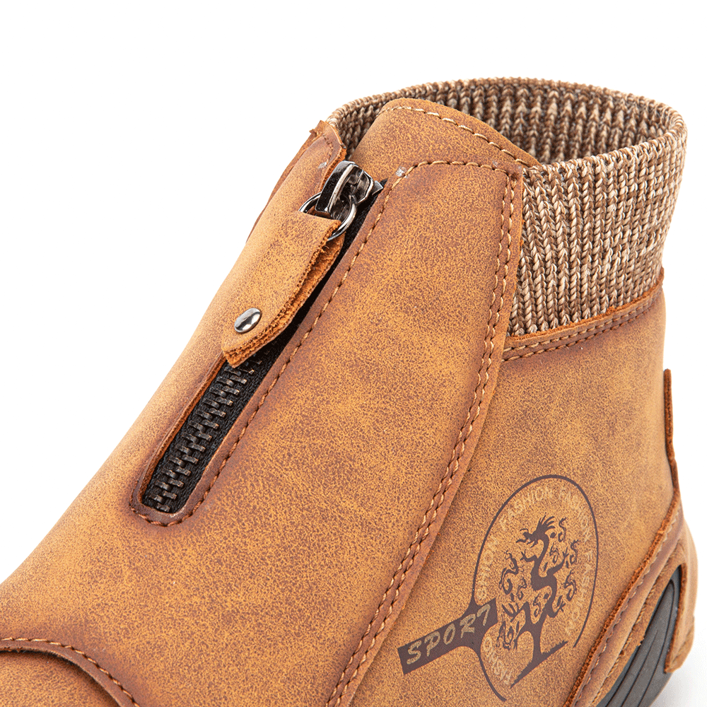 
	Menico Men Front Zipper Microfiber Leather Sock Ankle Boots