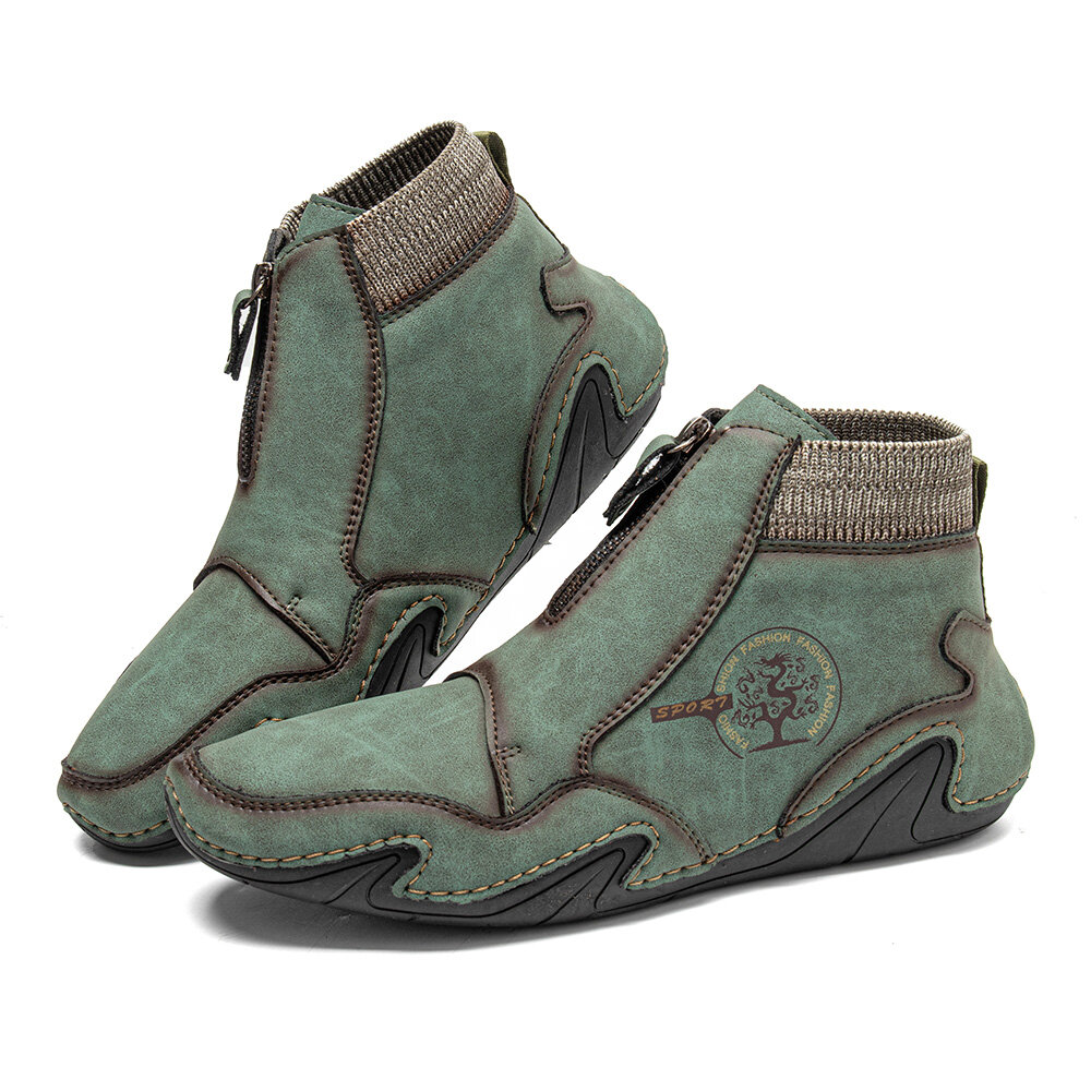 
	Menico Men Front Zipper Microfiber Leather Sock Ankle Boots