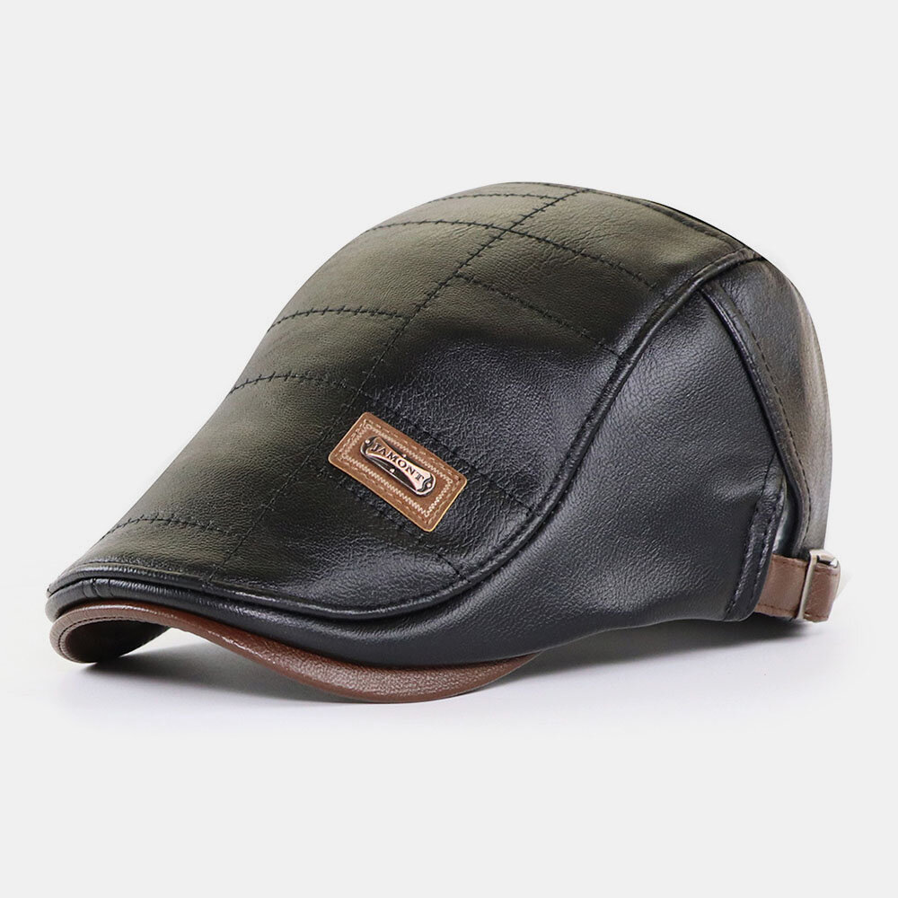 
	COLLROWN Men’s Leather Beret Hat Casual Berets Warm Flat Caps