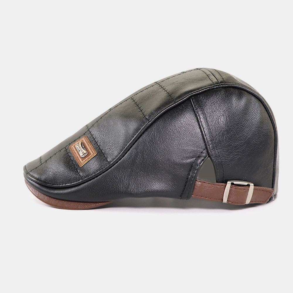 
	COLLROWN Men’s Leather Beret Hat Casual Berets Warm Flat Caps