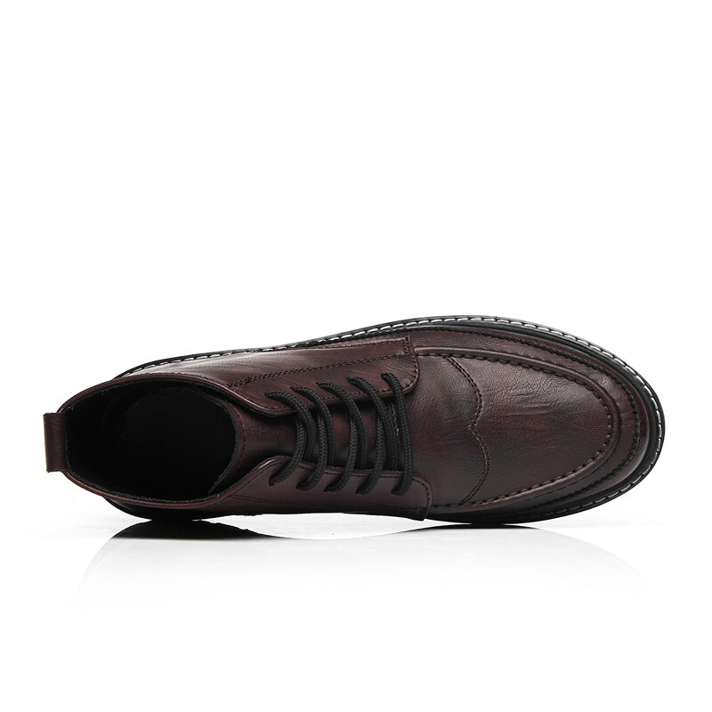 
	Men British Style Round Toe Lace Up Leather Ankle Boots