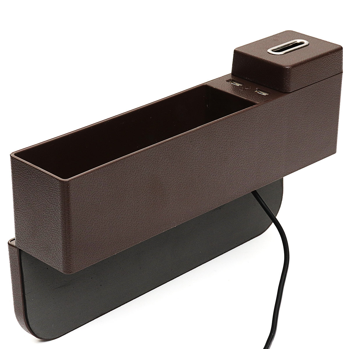 
	2-USB Charger Car Catcher Seat Gap Storage Organiser Box Pocket Coin Box
