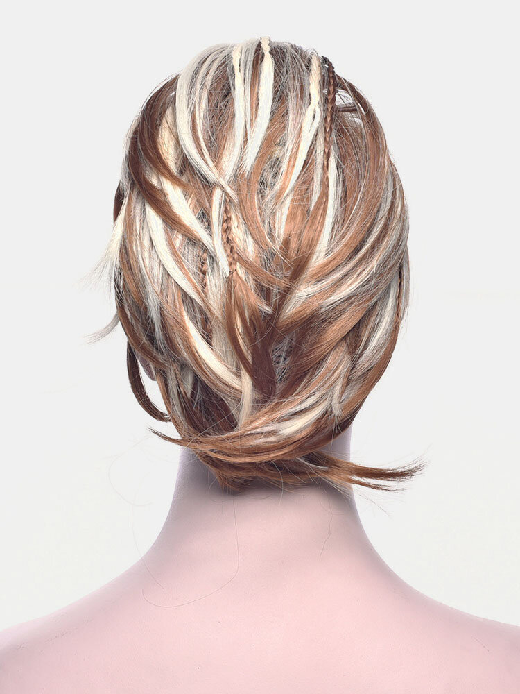 
	8 Colors Irregular Catch Clip Ponytail Hair Extensions Short Curly Wig Piece